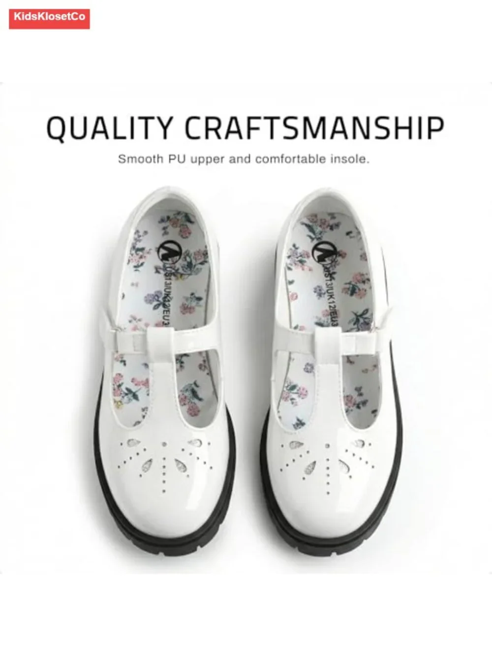 Girls Mary Jane Dress Shoes T-Strap Patent Leather School Party Flats